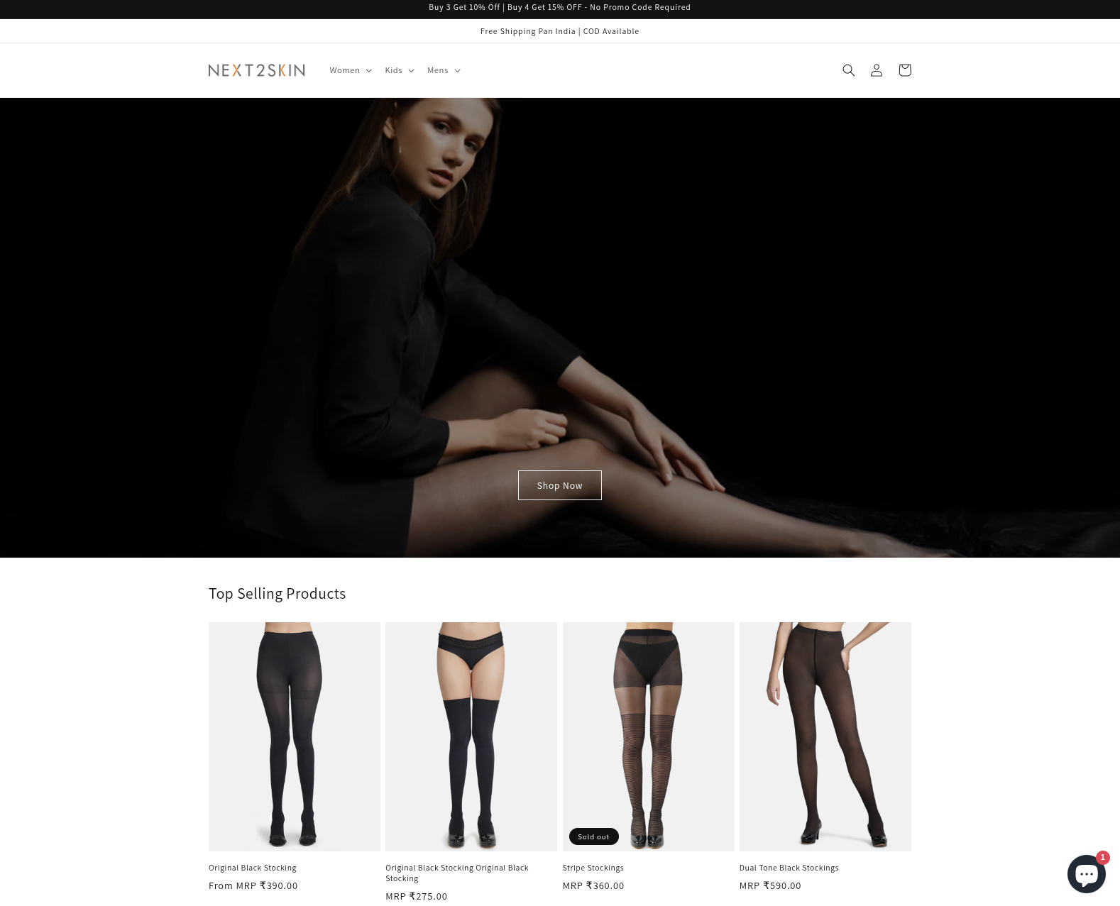 Next2Skin project preview — Shopify, Liquid, Shiprocket, Judge.me development by deepakj.